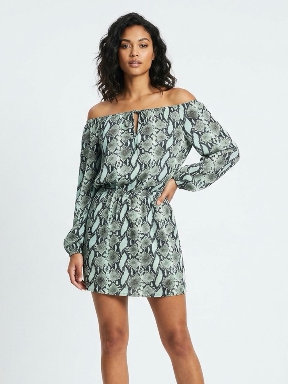 [Cache] Off the Shoulder Animal Print Dress